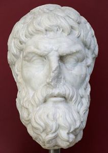 Image of the head of Epicurus from a statue