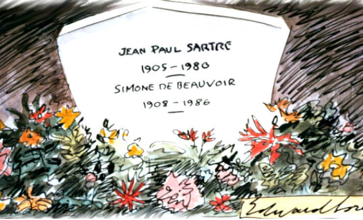 Sartre and Beauvoir at Montparnasse Cemetery in Paris